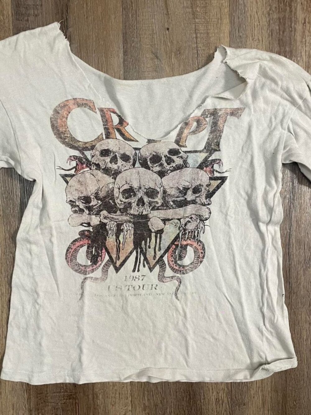 Women's White and Cream T-shirt